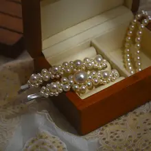 パール付きヘアクリップ【レトロエレガント・前髪用】