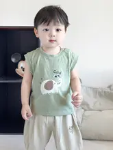 子供用夏用ノースリーブトップス【綿製・カートゥーンデザイン・薄手】