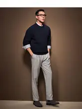 純羊毛の厚手ニットセーター【メンズ・クルーネック・カジュアルスタイル・冬用】