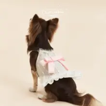 リボン付き犬用キャミソールドレス【かわいいデザイン・ペット用】