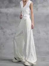 涼しげなデザインの百搭プリーツテクスチャストレートパンツ【女性用・ゆったりシルエット・ワイドレッグ】