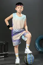 子供用バスケットボールジャージ【男女兼用・スポーツトレーニングウェア・夏用】（セットアップ対応）