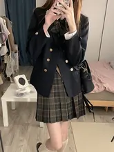 可愛らしいチェック柄のJK風ミニスカート【深色・夏用・プリーツデザイン】