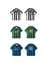 ヤシの木ストライプ速乾短袖サッカーシャツ