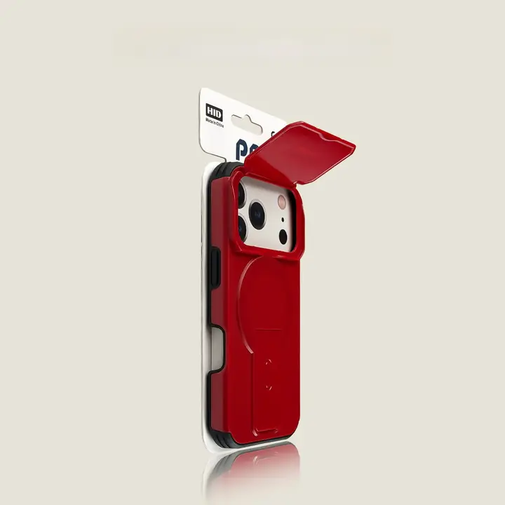 iPhone用ケース【赤・落下防止・二重スタンド・特殊デザイン】