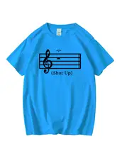 音符と五線譜デザインのTシャツ【短袖・ラウンドネック・コットン】（セットアップ対応）