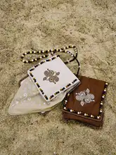 手作りビーズ装飾のカシューナッツ花刺繍ショルダーバッグ