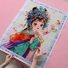 クロスステッチ 手刺繍 古典美人 人物画 桃の花 モダン シンプル リビング 寝室 インテリア