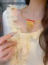 新中式 鳥のデザインのネックレス【金メッキ・ブライダルアクセサリー・フェイク三金】