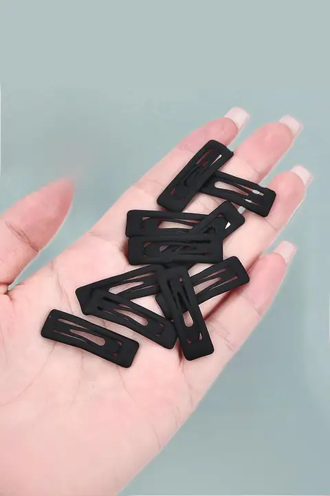 ミニサイズ黒マットスクエアヘアクリップ【傷がつきにくい・無痕・細い髪用】