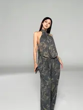 水洗迷彩ワイドパンツ【夏用・薄手・トレンド】（セットアップ対応）