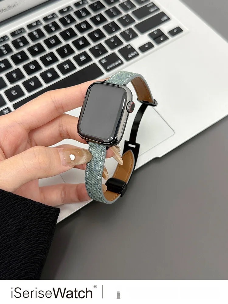 Apple Watchのゴールドに合うバンドはこれ！？レザーとデニムの磁気バンドが夏のスタイルを救う理由