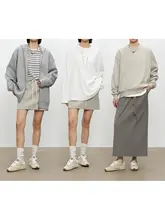 高捻精梳棉使用のフィットトップス【丸首・長袖・ショートスカート】（セットアップ対応）