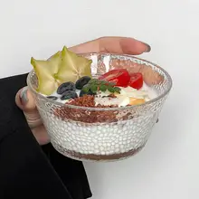 ハンスタイルの槌目模様ガラスボウル【デザート・朝食用・フルーツサラダ・アイスクリーム・燕窝用】