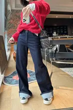 秋冬用のデニムワイドパンツ【極上の柔らかさ・ストレート・ルーズフィット】