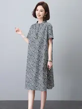 全棉の花柄ミディワンピース【スタイル・中年女性用・夏用】