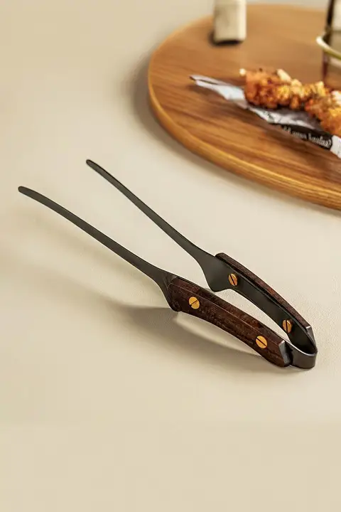 onlycook 耐熱ステンレス製 バーベキュー用トング【肉料理・食材用・手のひらサイズ】