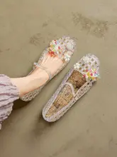 透穴デザインのジェリーレディースサンダル【柔らかいソール・夏用・クリスタル風】