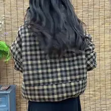 厚手の保温性があるチェック柄フード付きカーディガン【したスタイル・秋冬向け】