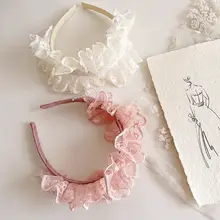 レトロプリンセス風 子供用リボンヘアアクセサリー【レース・パール・スパンコール飾り】