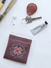 敦煌手工刺繍のDIY材料キット 小銭入れ兼キーケース【布製・収納袋】