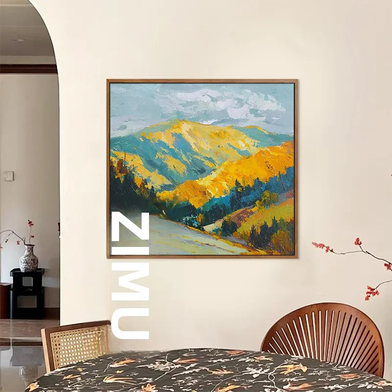 フランス風アート金山の装飾画：手描き質感と千山聚福のテーマで民宿に最適な空間装飾