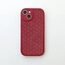ハートチェック柄の赤いiPhone用スマートフォンケース【全包対応・防衝撃】