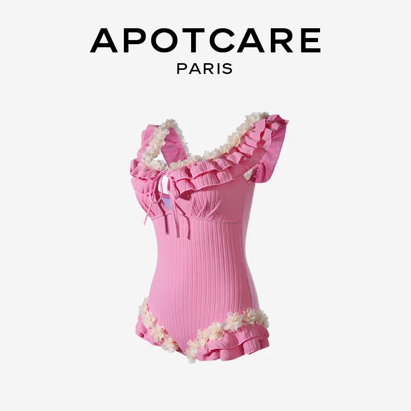 APOTCARE フリルデザイン女性用ワンピース水着：温泉・リラクゼーションシーンでの着用実績と機能性