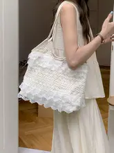 夏のリゾートにぴったり！レースメッシュトートバッグ【大容量・ショルダータイプ】