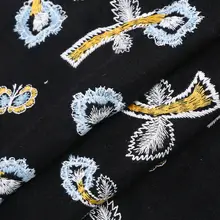 秋冬用ウールツイード生地【刺繍花模様・コットンリネン混】