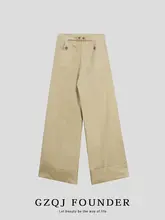 GZQJ レディース 秋冬用 カジュアルストレートワイドパンツ【レトロデザイン・シルエット強調・ストレッチ素材】