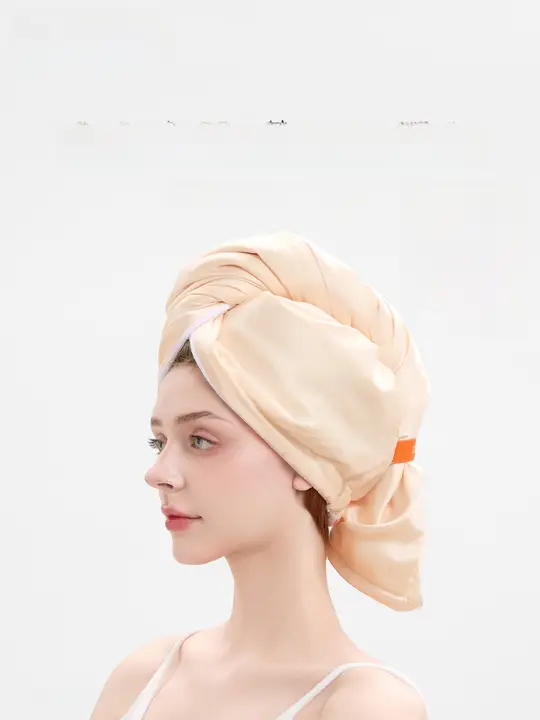 頭髪を包むシルク製ドライヘアキャップ【極上の吸水・速乾タイプ・一体型】（セットアップ対応）