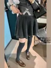 ニットプリーツウールミニスカート【高腰・ウエストゴム・女性用】