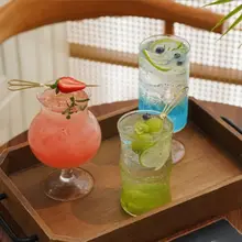 おしゃれなガラス製ジュースカップ【飲料・カクテル・フルーツティー用】