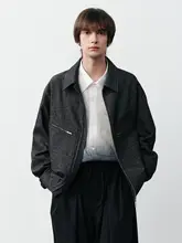 点子織り混合素材の重厚なポケットジャケット【カジュアル・レトロスタイル・長袖】