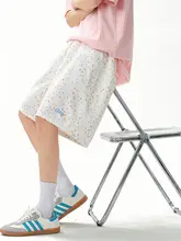 星柄プリント ショートパンツ【男女兼用・刺繍・ワイド・フィット・夏用】（セットアップ対応）