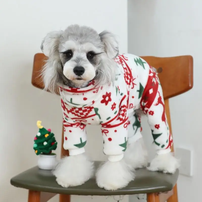 クリスマス犬用フランネル服：厚手デザインで冬の外出も安心