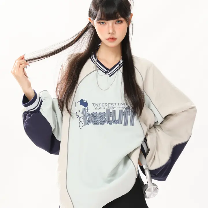 アメリカンビンテージ風 レター刺繍入りボンバージャケット【秋用・ルーズフィット】