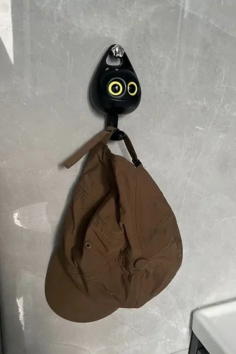 黒猫 フック 可愛い 穴なし 壁掛け 目が動く