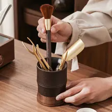 胡桃の木製 現代的な茶器用品【茶挟み・茶針・茶ブラシ】