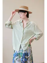 軽やかで快適な天絲モダール長袖シャツ【グリーン・夏用・UVカット・ルーズフィット】