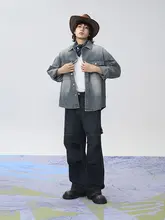 ダブルポケットデニムシャツ【長袖・ヴィンテージデザイン・春用】（セットアップ対応）
