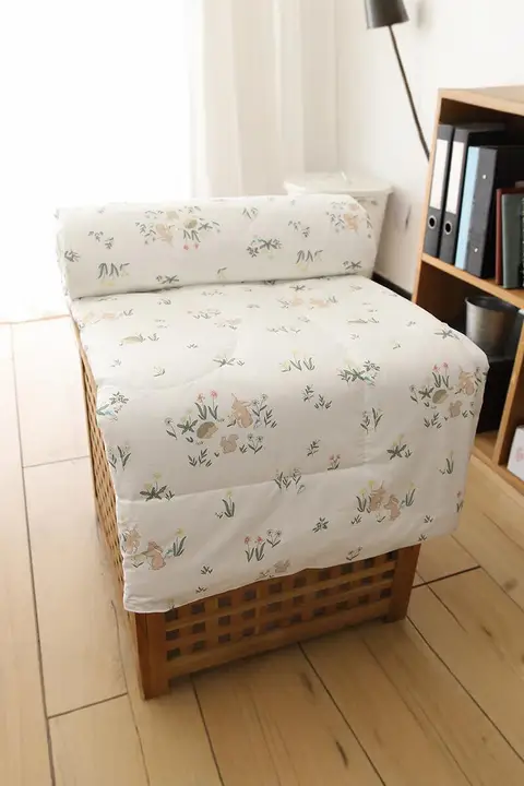 森の小うさぎ柄全棉夏用冷房寝具【薄手・ダブルサイズ・洗濯機洗い可】