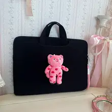 可愛いキャラクターのピンクドット猫デザインのノートパソコンバッグ【トート型・斜め掛け可能・通勤用】