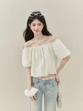 トップス レディース パフスリーブ オフショルダー ショート丈 サマー ふんわり おしゃれ