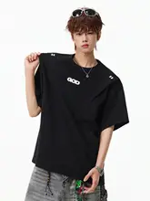 カラーブロック刺繍入り半袖Tシャツ【男性用・立体  裁断・フィット】
