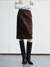 棘光THORNSAURA 通勤用 シンプルなストレートスカート【フェイクスエード・秋冬用・ショート】