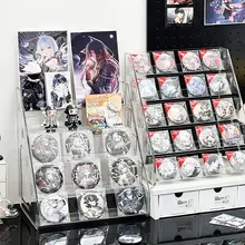 缶バッジスタンド 透明アクリル ミニ スクエア 階段状 ステージ グッズディスプレイ コレクション収納
