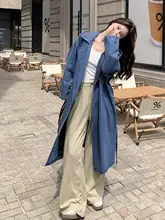 デニム風トレンチコート【レディース・フィット・春秋用・ミディ丈】（セットアップ対応）