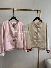 新中式デザインのラウンドネック花柄刺繍ベルベットジャケット【春用・立体的なバラのボタン付き】